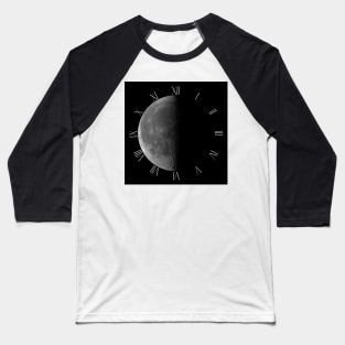 Waning crescent moon on black sky clock Baseball T-Shirt